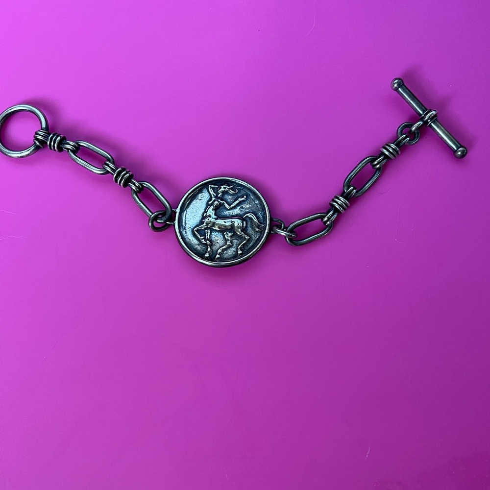 Silver Chain Bracelet with Medallion